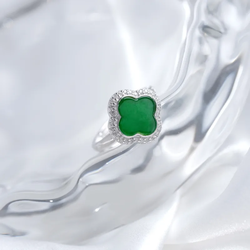 Clear Snow Ice Glutinous Jadeite Rings Women's-3