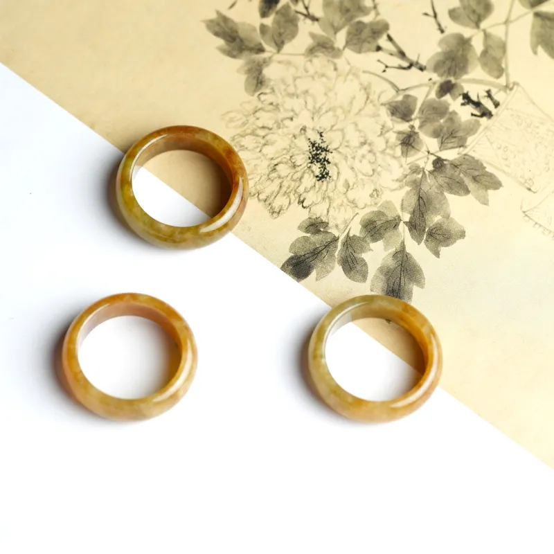 Clear Snow Glutinous Jade Jadeite Rings Unisex-4