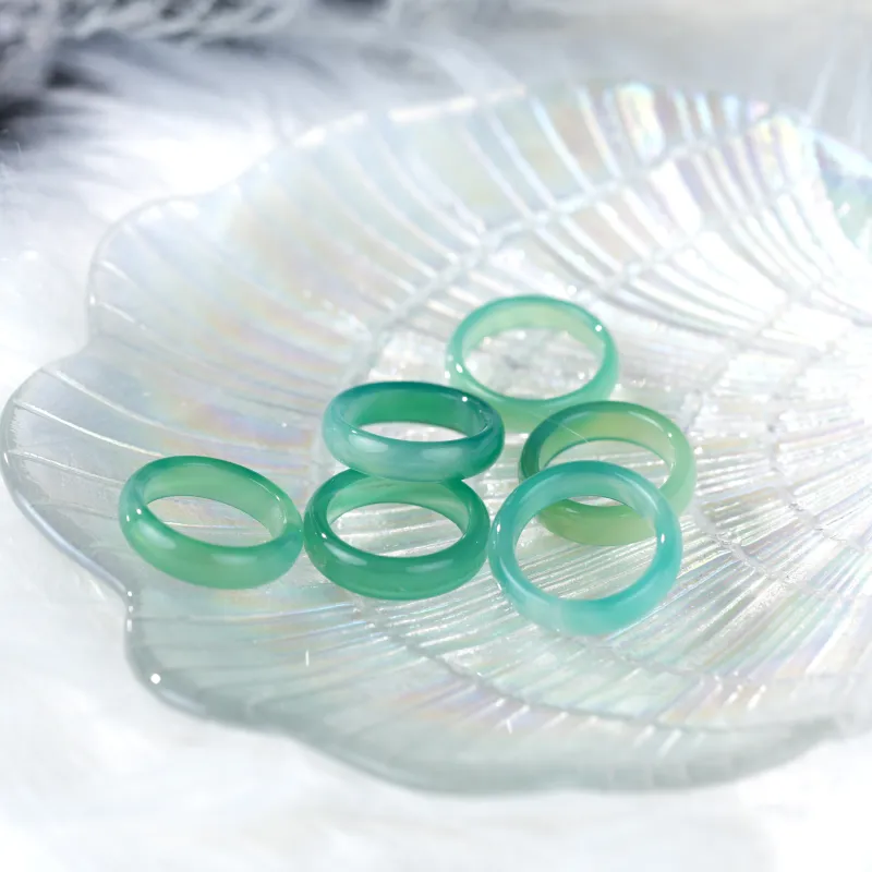 Clear Snow Chalcedony Rings Unisex-3
