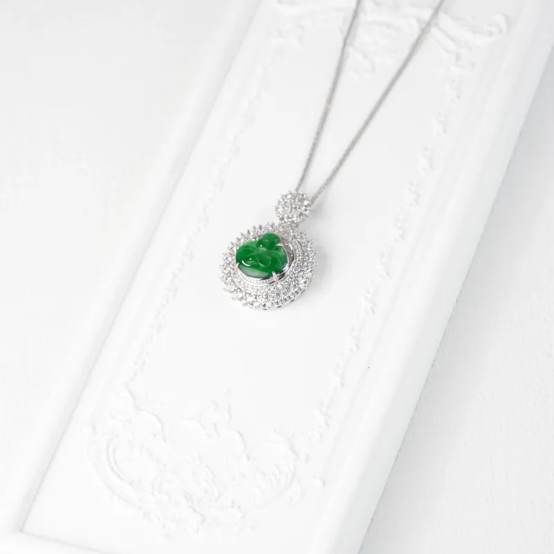Clear Snow Ice Glutinous Jadeite Necklaces Unisex-2