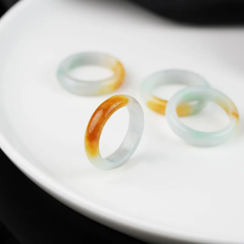 Clear Snow Glutinous Jade Jadeite Rings Unisex-7