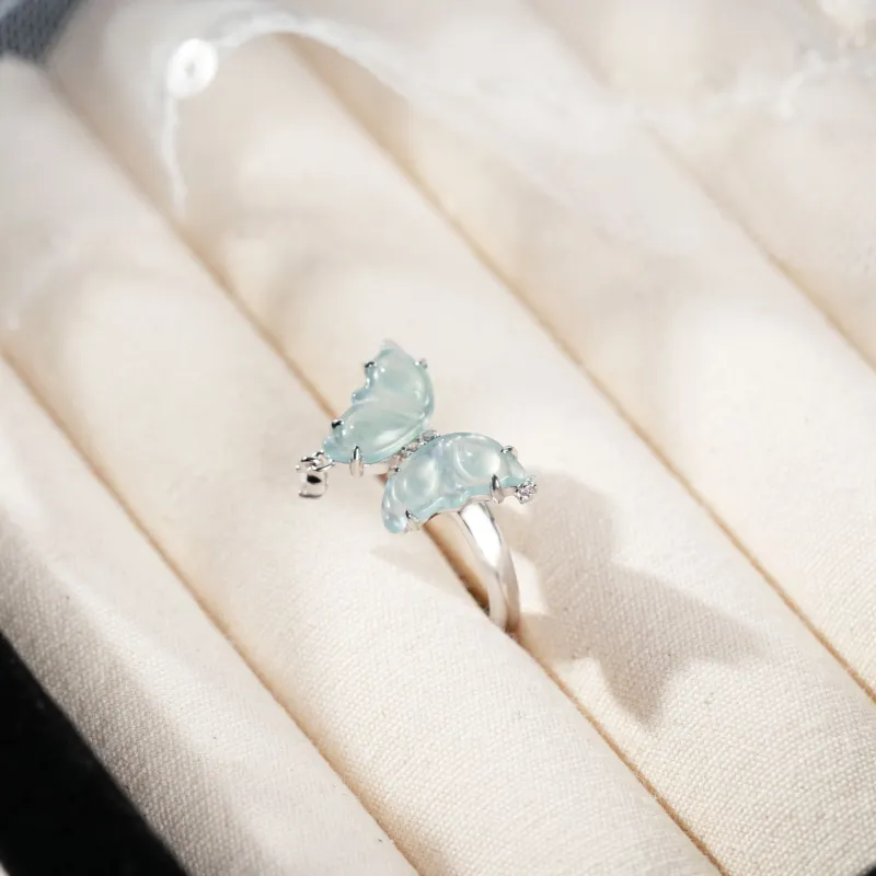 Clear Snow Ice Glutinous Jadeite Rings Women's-5