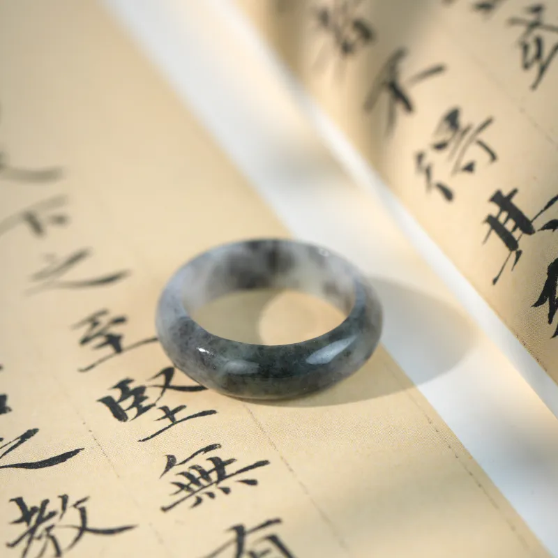 Clear Snow Glutinous Jade Jadeite Rings Unisex-5