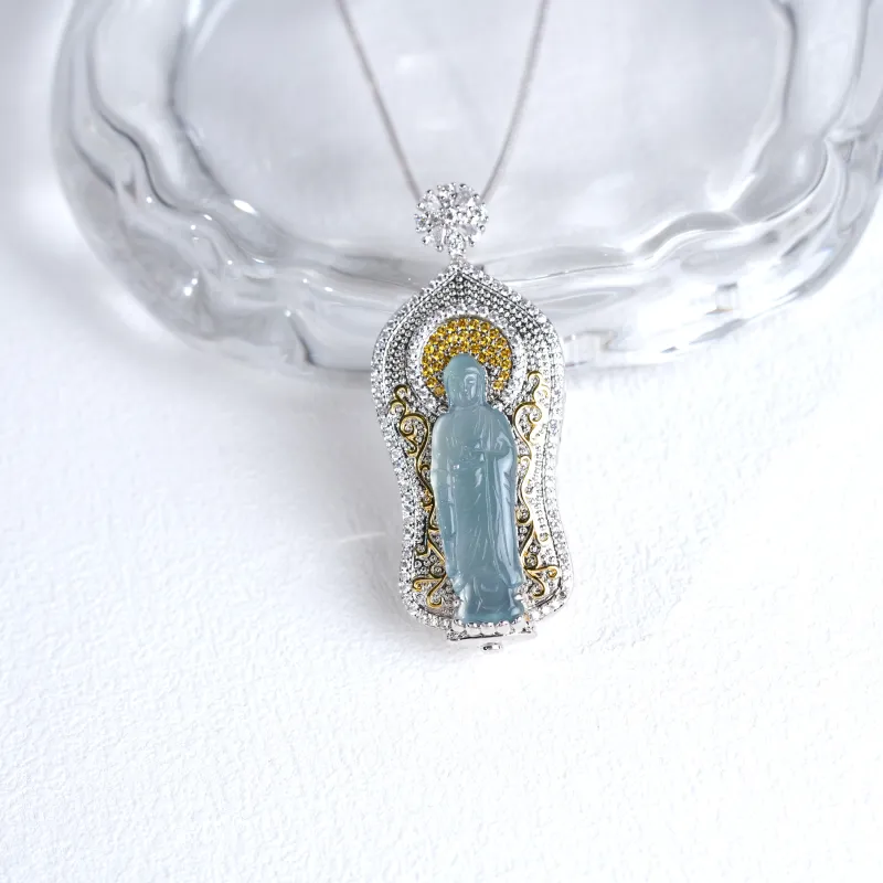 Clear Snow Ice Glutinous Jadeite Necklaces Unisex-4