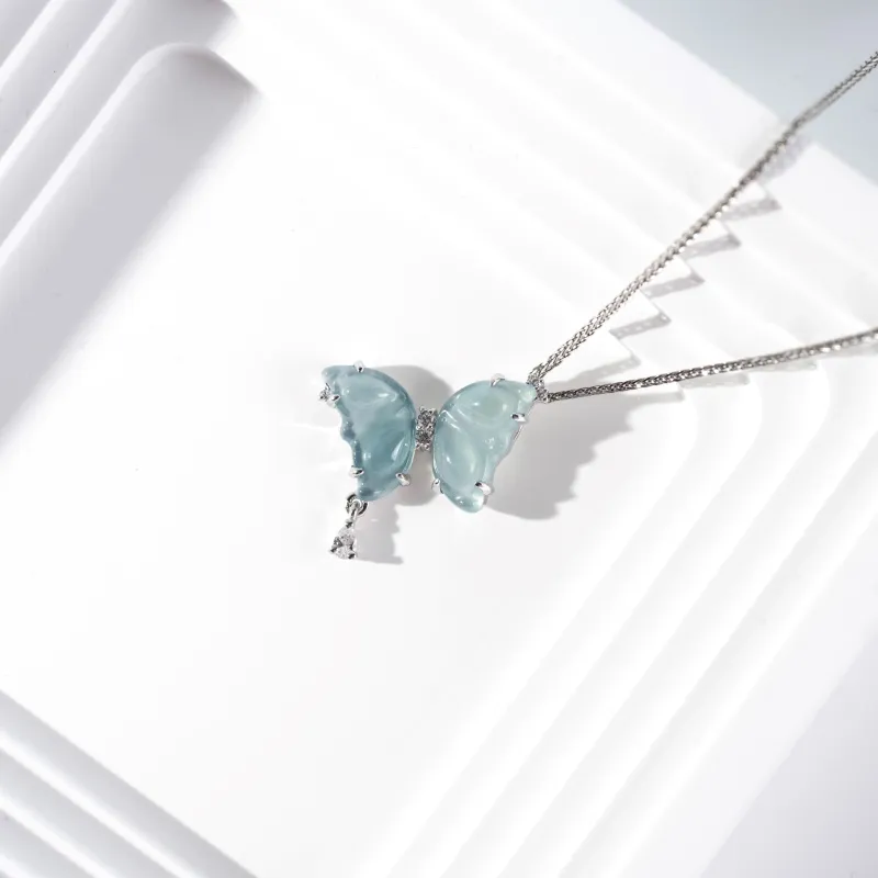 Clear Snow Ice Glutinous Jadeite Necklaces Unisex-4