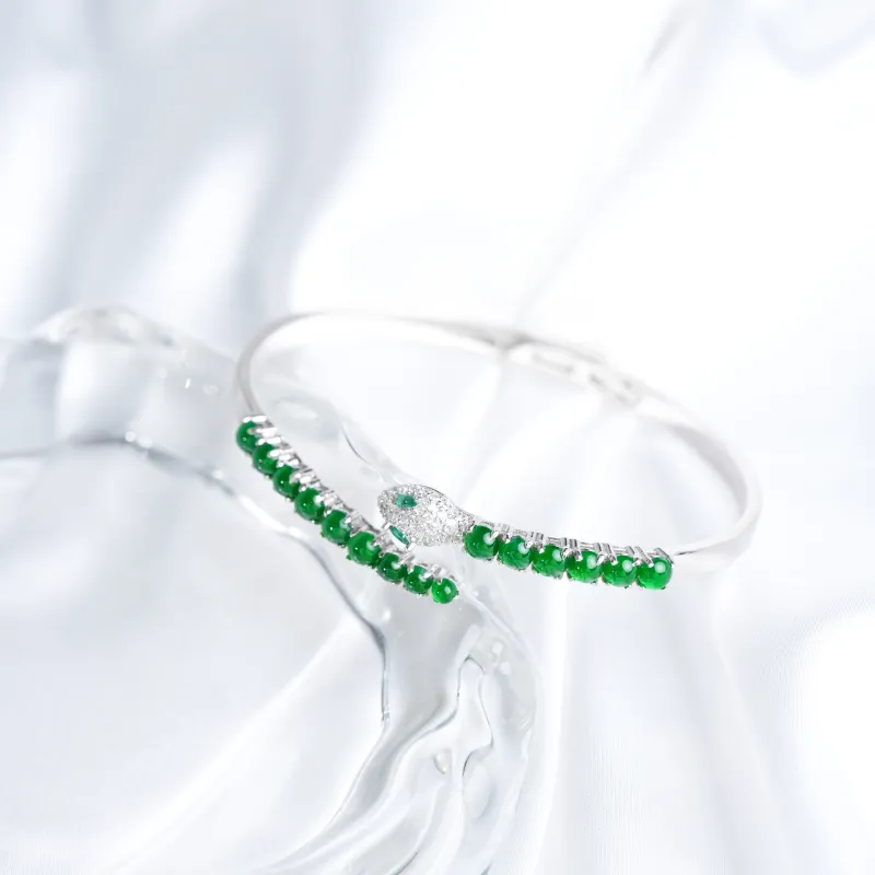 Clear Snow Ice Glutinous Bangles Unisex-7