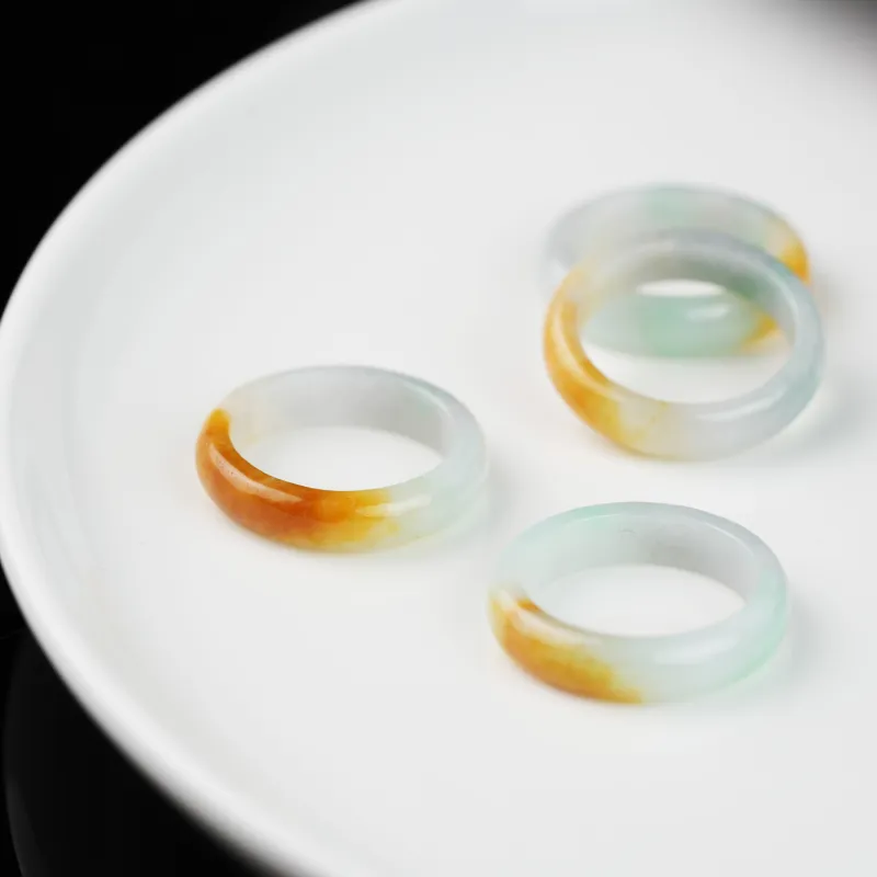 Clear Snow Glutinous Jade Jadeite Rings Unisex-4