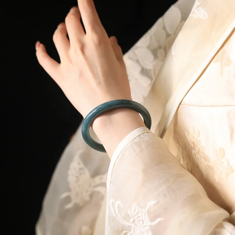 Clear Snow Glutinous Jade Bangles Unisex-2