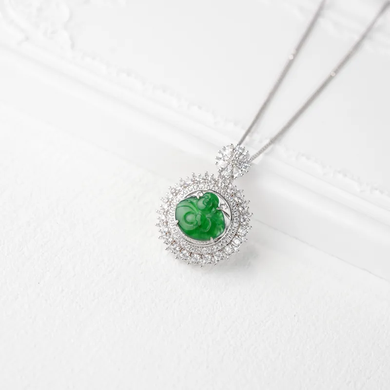 Clear Snow Ice Glutinous Jadeite Necklaces Unisex-4