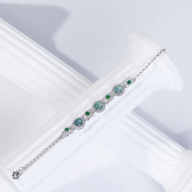 Clear Snow Ice Glutinous Jadeite Bracelets Unisex-1