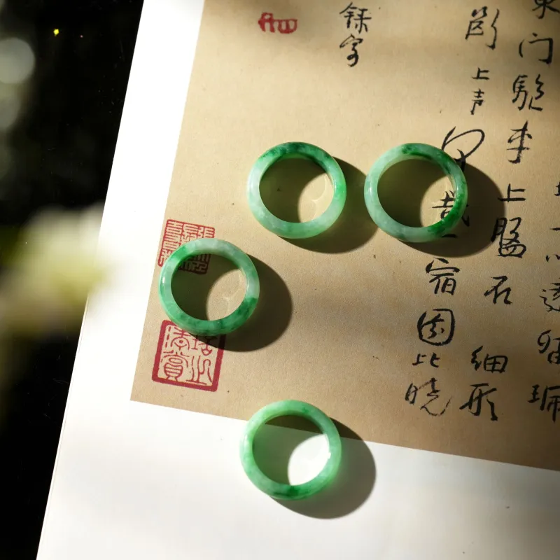 Clear Snow Glutinous Jade Jadeite Rings Unisex-5