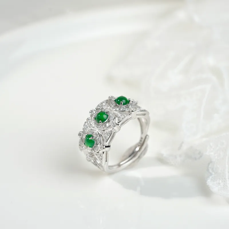 Clear Snow Ice Glutinous Jadeite Rings Unisex-6