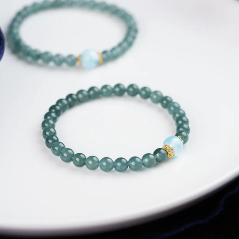 Clear Snow Ice Glutinous Jadeite Bracelets Unisex-2