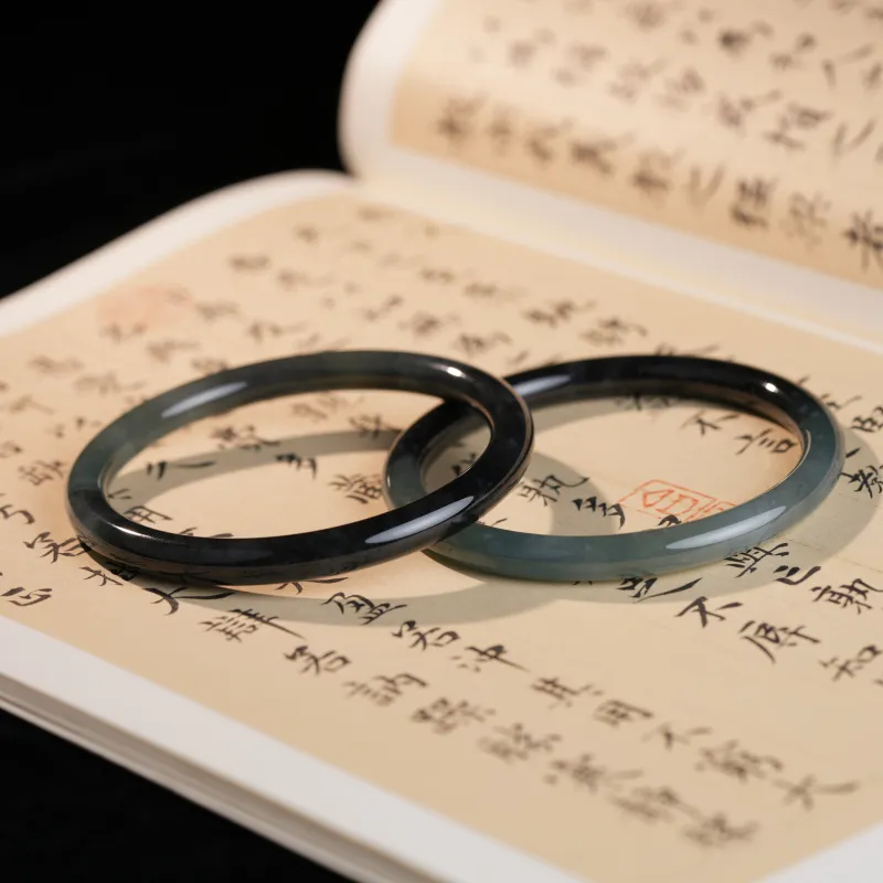Clear Snow Ice Glutinous Jadeite Bangles Unisex-8