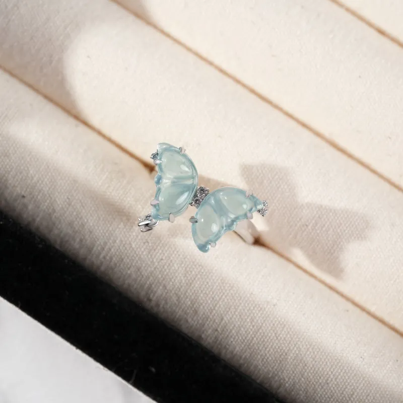Clear Snow Ice Glutinous Jadeite Rings Women's-2