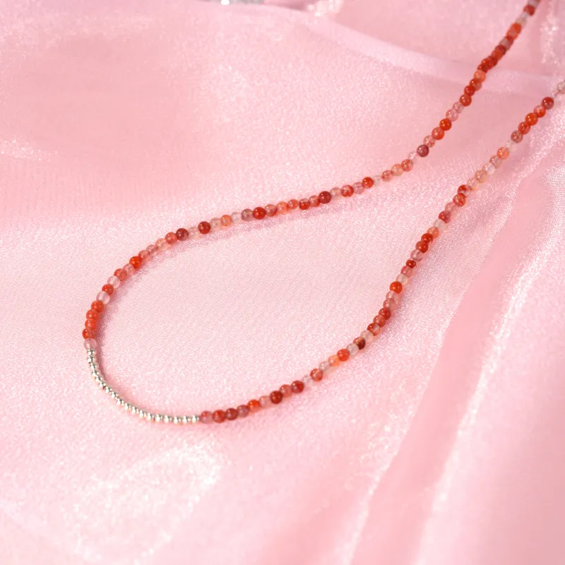 Clear Snow Southern Red Agate Necklaces Unisex-1