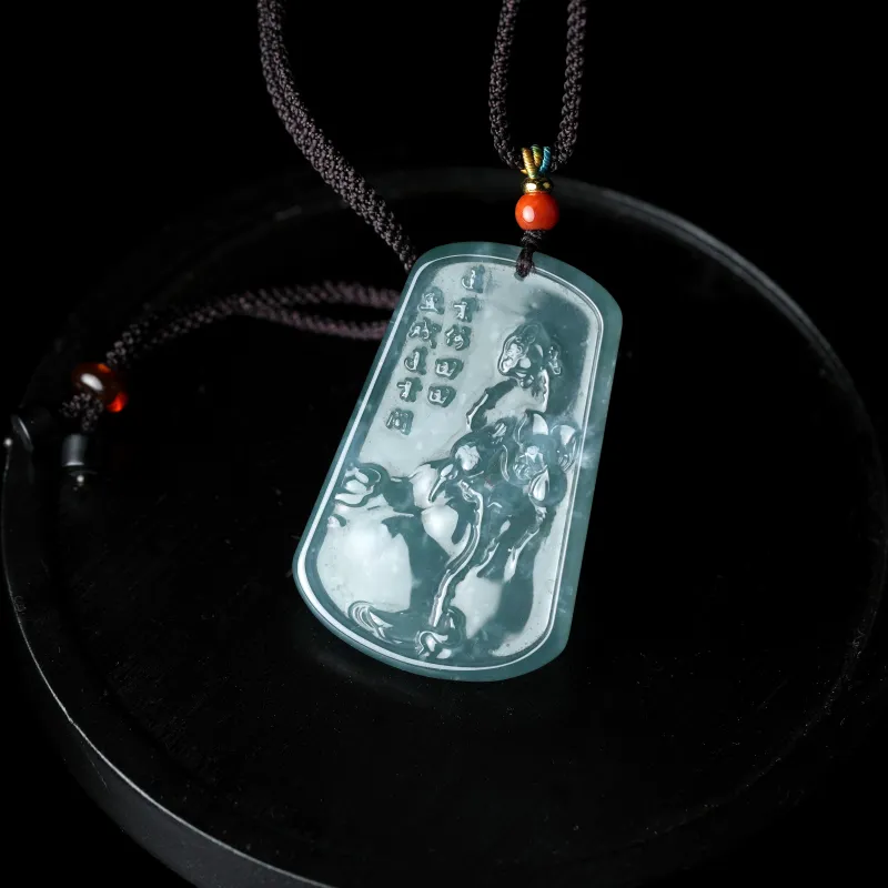 Clear Snow Ice Glutinous Jadeite Necklaces Unisex-4
