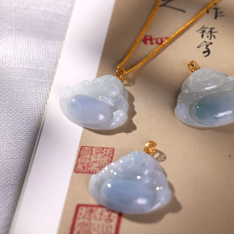Clear Snow Glutinous Jade Jadeite Necklaces Unisex-2