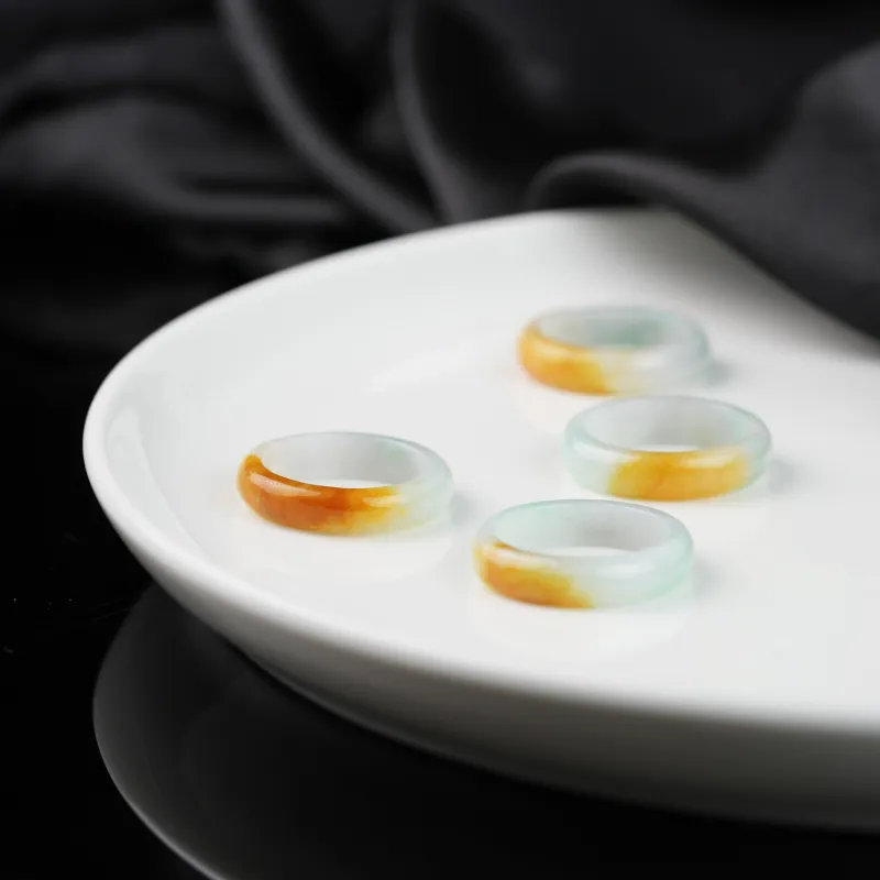 Clear Snow Glutinous Jade Jadeite Rings Unisex-5