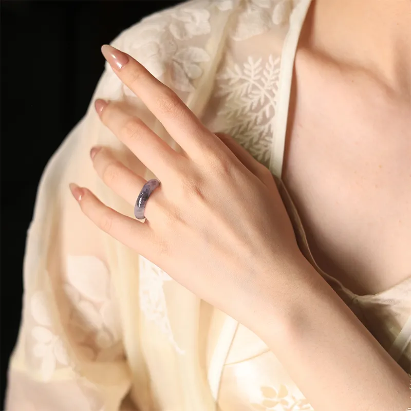 Clear Snow Glutinous Jade Jadeite Rings Unisex-3