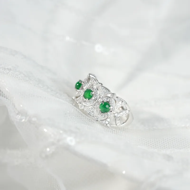 Clear Snow Ice Glutinous Jadeite Rings Unisex-1