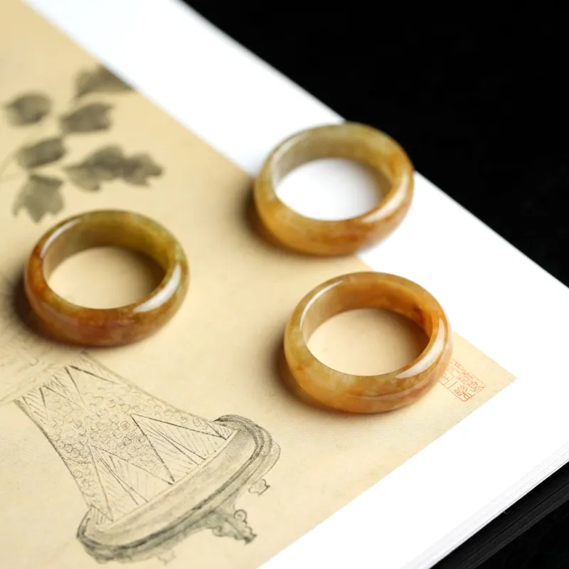 Clear Snow Glutinous Jade Jadeite Rings Unisex-2