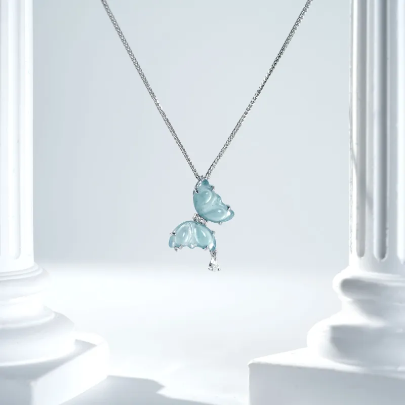 Clear Snow Ice Glutinous Jadeite Necklaces Unisex-1