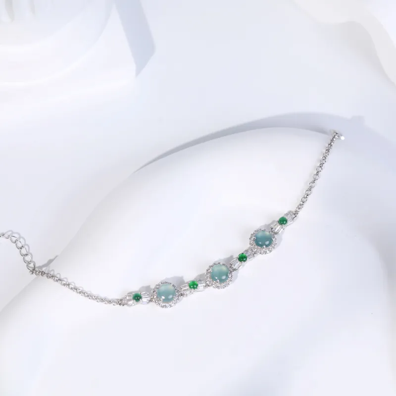 Clear Snow Ice Glutinous Jadeite Bracelets Unisex-7
