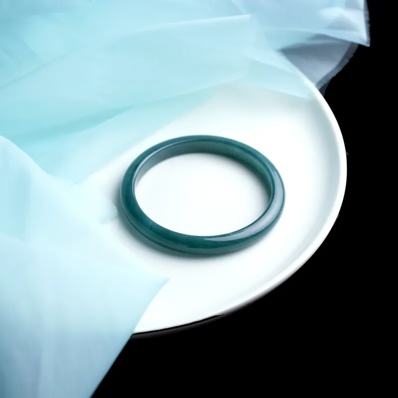 Clear Snow Glutinous Jade Bangles Unisex-7