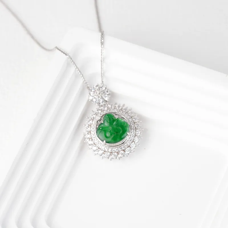 Clear Snow Ice Glutinous Jadeite Necklaces Unisex-7