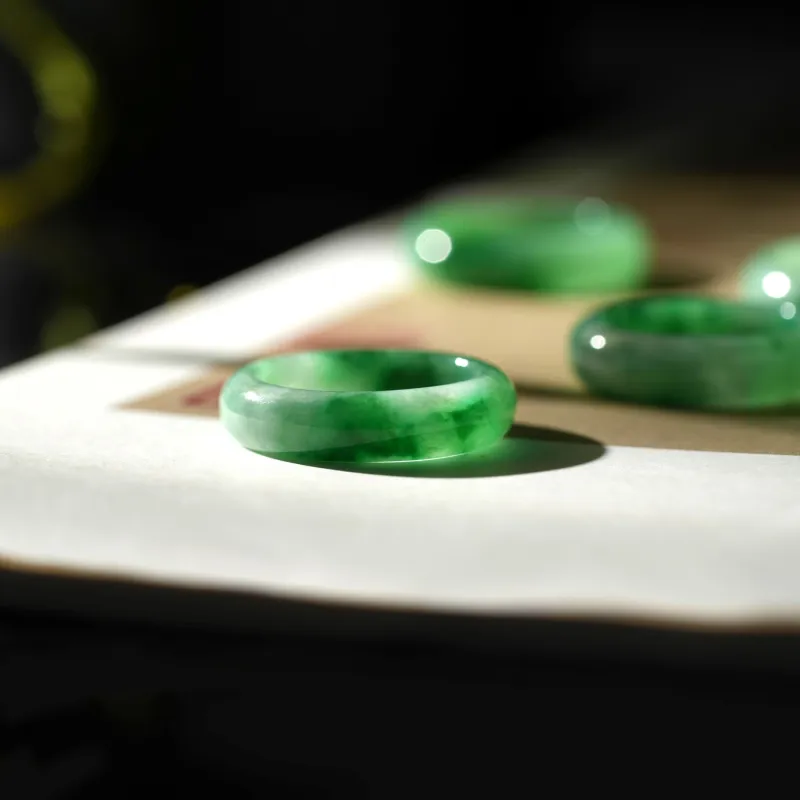 Clear Snow Glutinous Jade Jadeite Rings Unisex-4