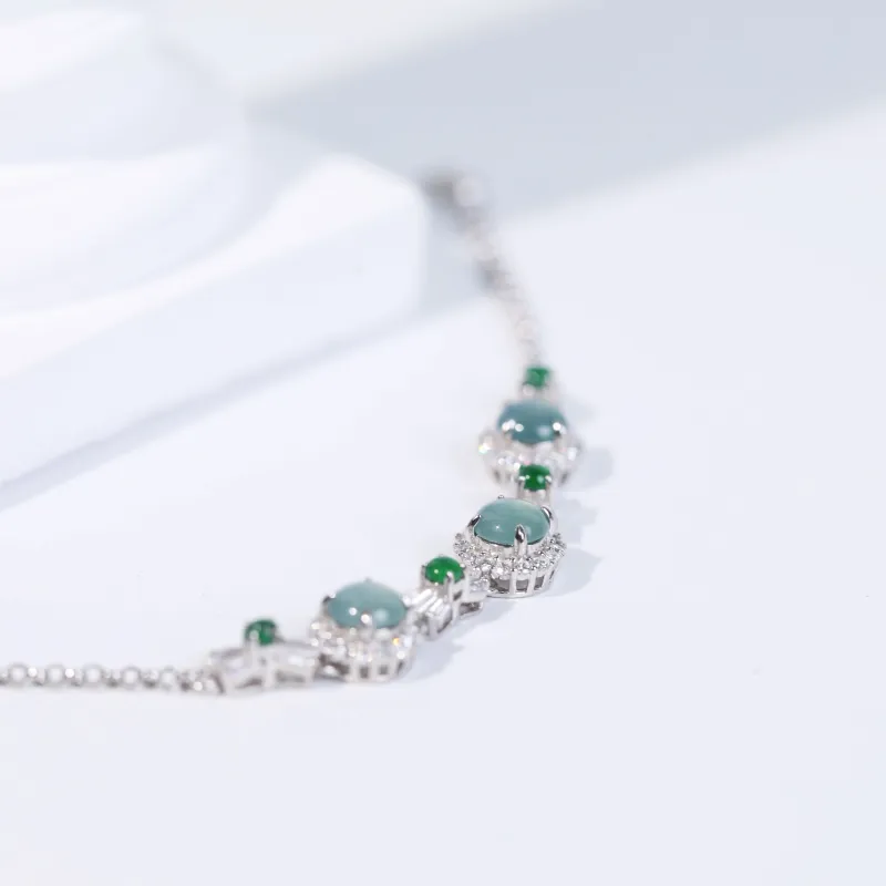 Clear Snow Ice Glutinous Jadeite Bracelets Unisex-3