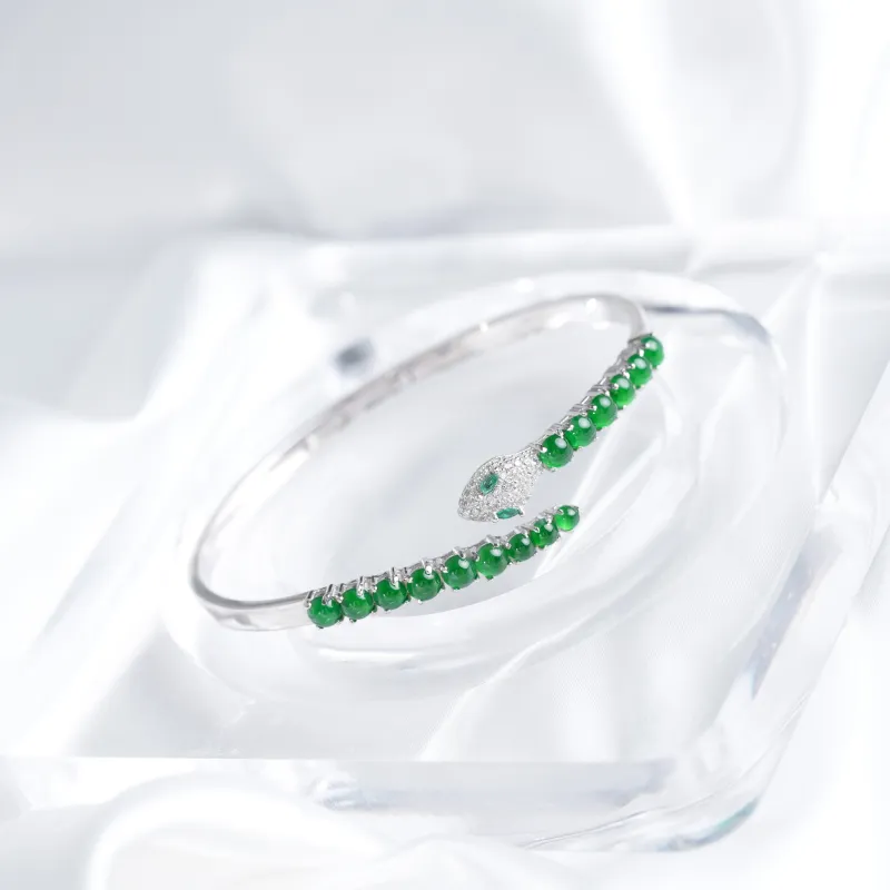 Clear Snow Ice Glutinous Bangles Unisex-5