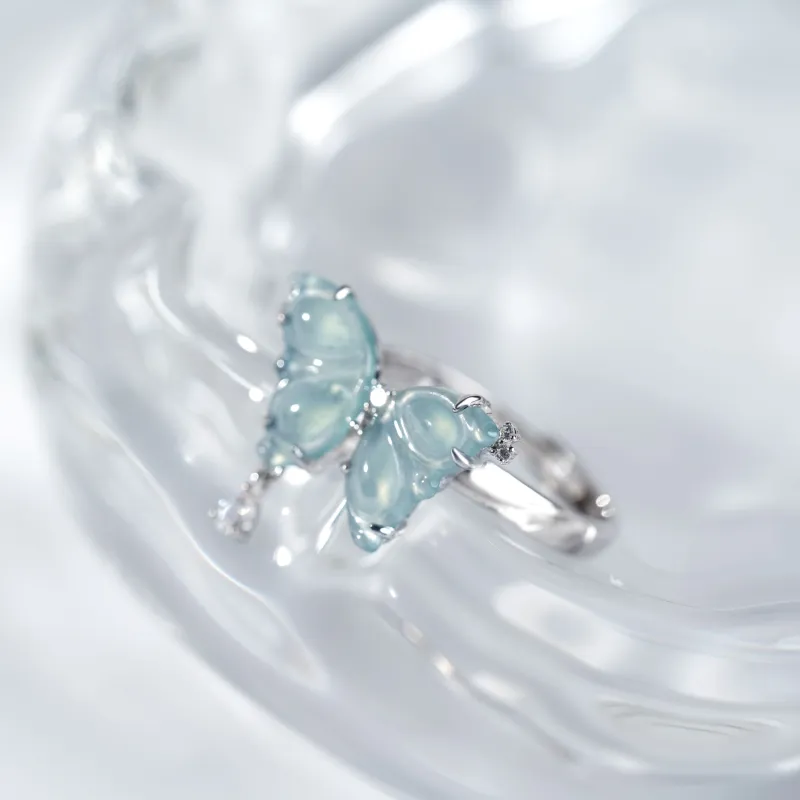 Clear Snow Ice Glutinous Jadeite Rings Women's-1