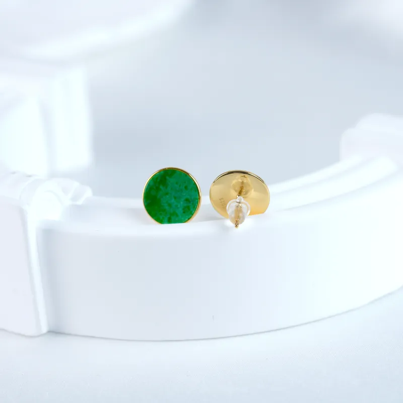 Clear Snow Glutinous Jade Jadeite Stud Earrings Unisex-6