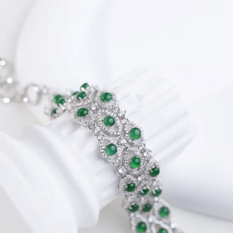 Clear Snow Ice Type Jadeite Bracelets Unisex-5