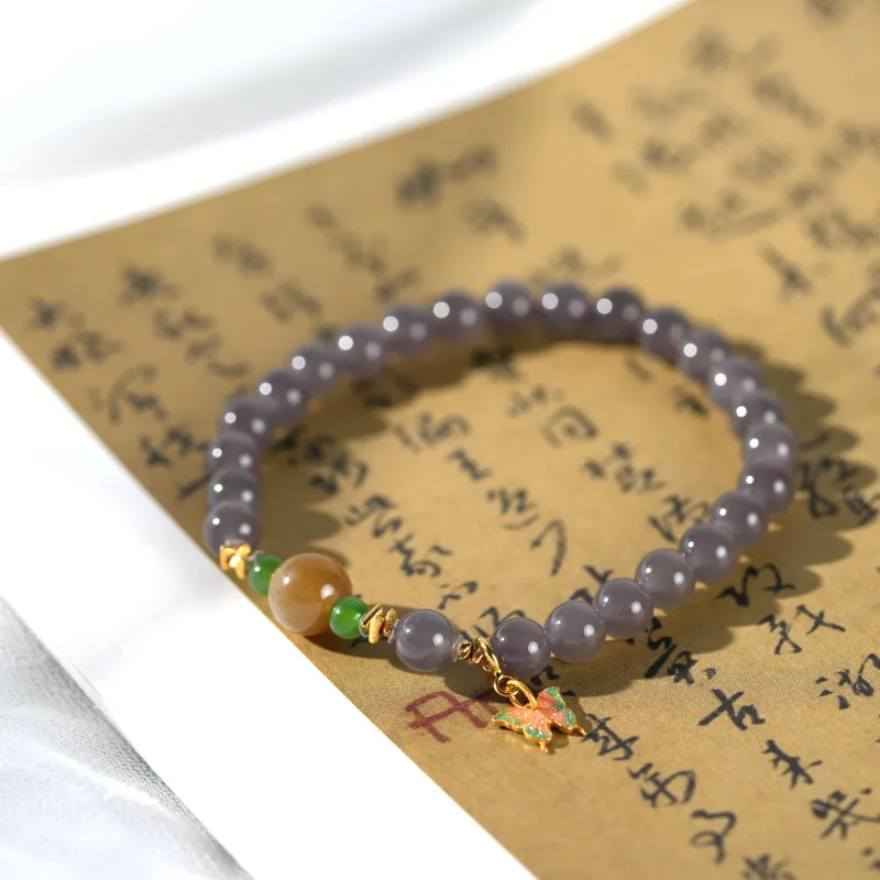 Clear Snow Hetian Jade Bracelets Smoky Purple Women's-4