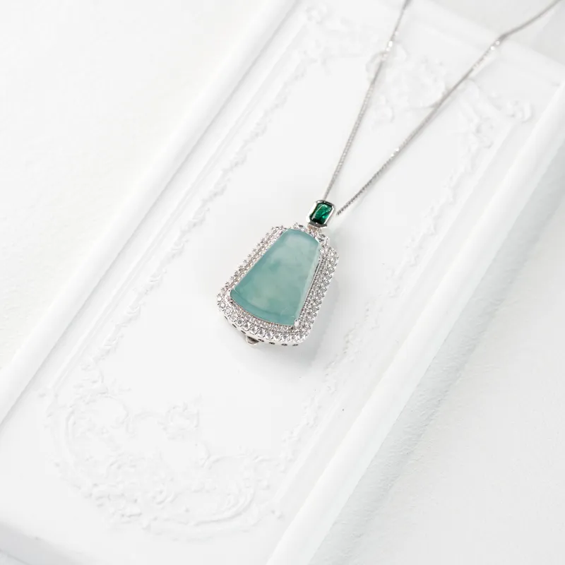 Clear Snow Ice Glutinous Jadeite Necklaces Unisex-5