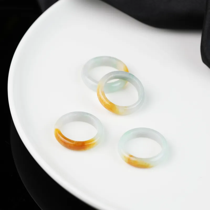 Clear Snow Glutinous Jade Jadeite Rings Unisex-3
