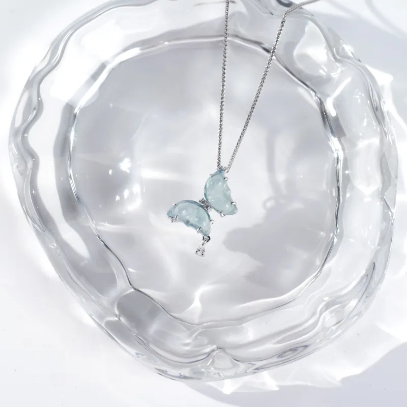 Clear Snow Ice Glutinous Jadeite Necklaces Unisex-2