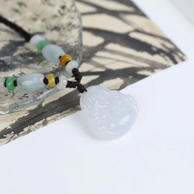 Clear Snow Bean Type Jadeite Necklaces Unisex-13