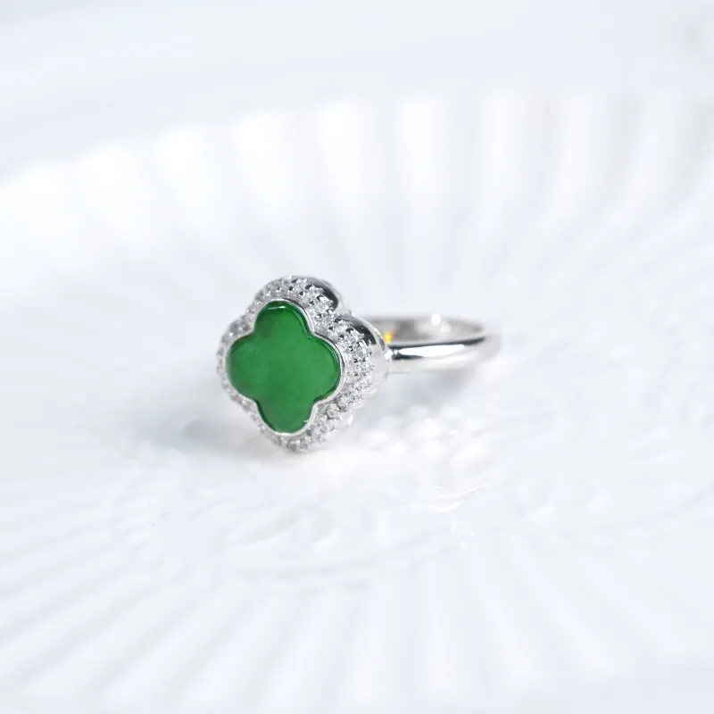 Clear Snow Ice Glutinous Jadeite Rings Women's-5