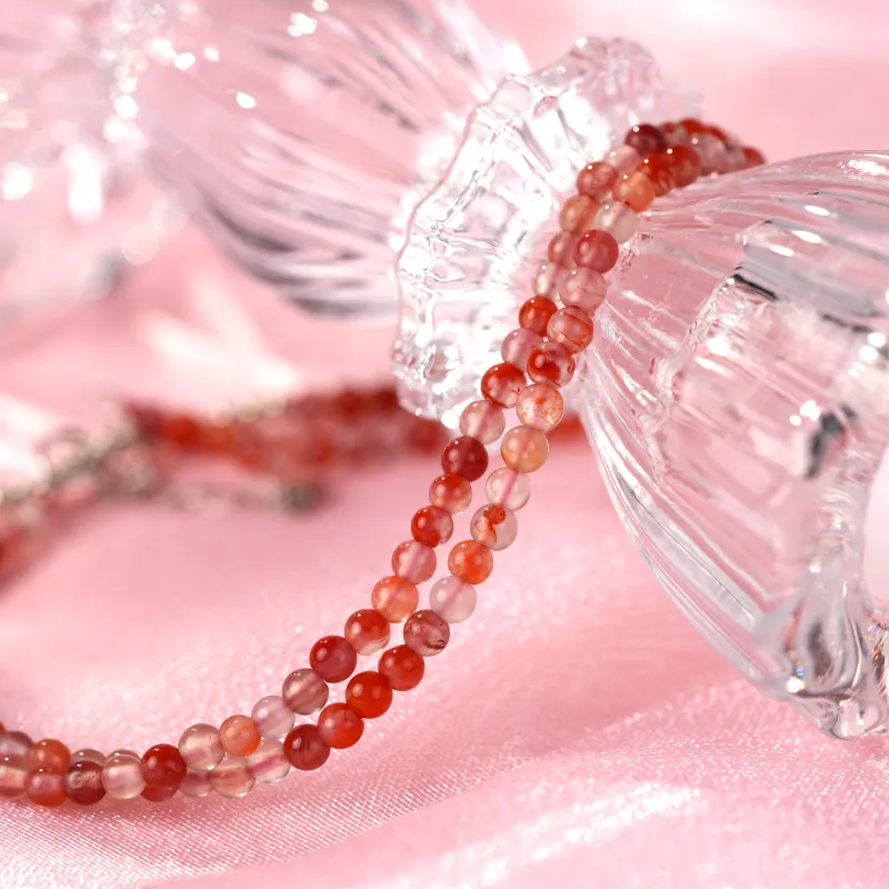 Clear Snow Southern Red Agate Necklaces Unisex-3