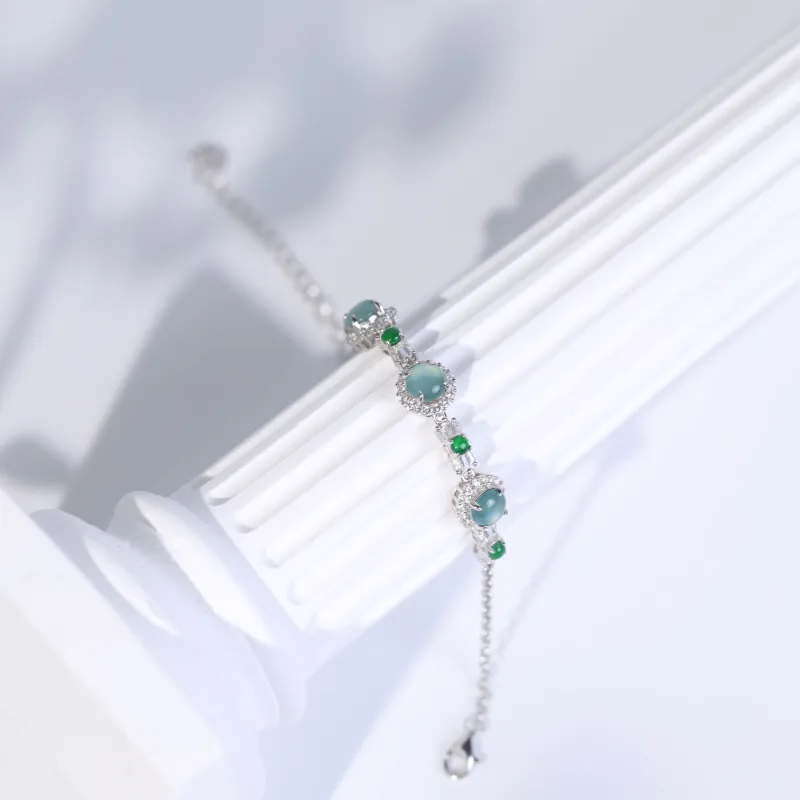 Clear Snow Ice Glutinous Jadeite Bracelets Unisex-5