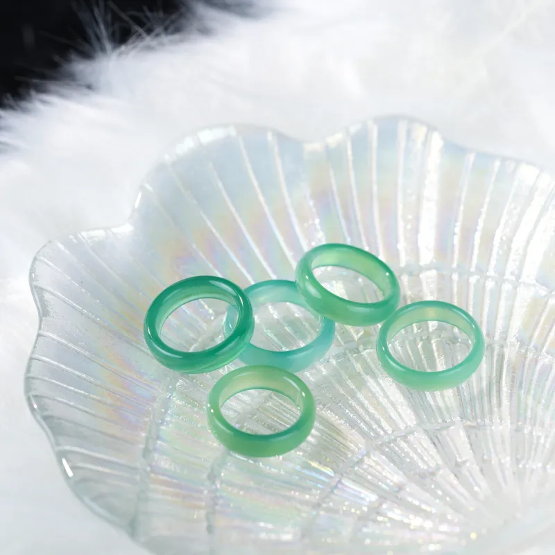 Clear Snow Chalcedony Rings Unisex-7