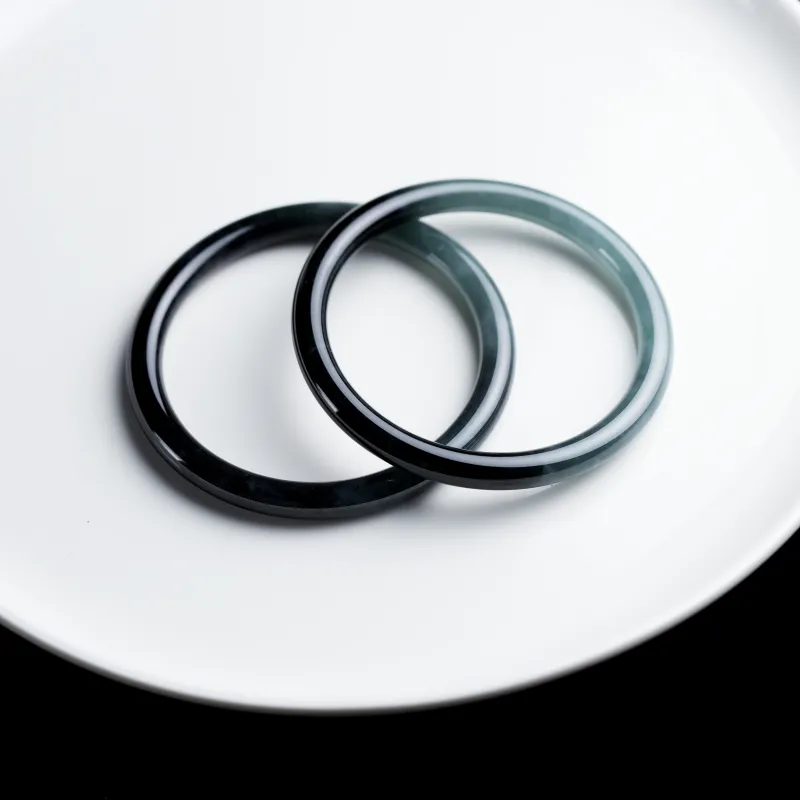 Clear Snow Ice Glutinous Jadeite Bangles Unisex-5
