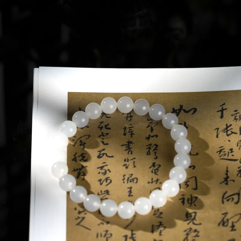 Clear Snow Hetian Jade Bracelets White Jade Unisex-5