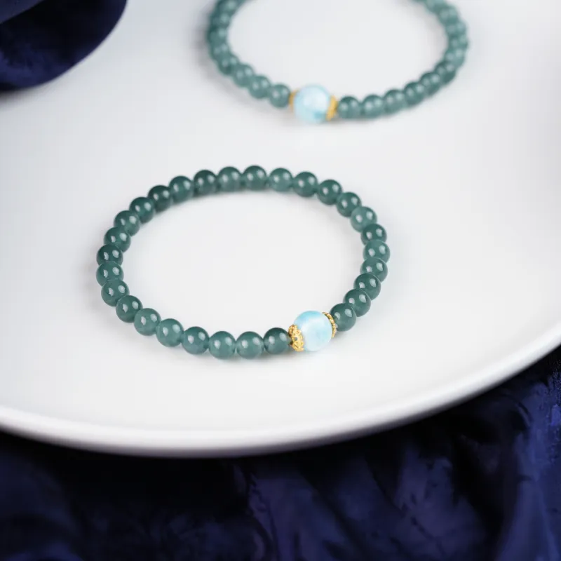 Clear Snow Ice Glutinous Jadeite Bracelets Unisex-3