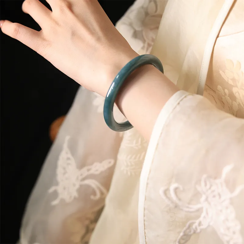 Clear Snow Glutinous Jade Jadeite Bangles Unisex-1
