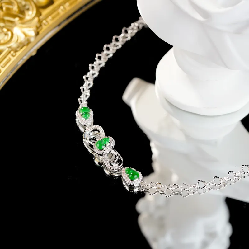 Clear Snow Ice Glutinous Jadeite Bracelets Unisex-7